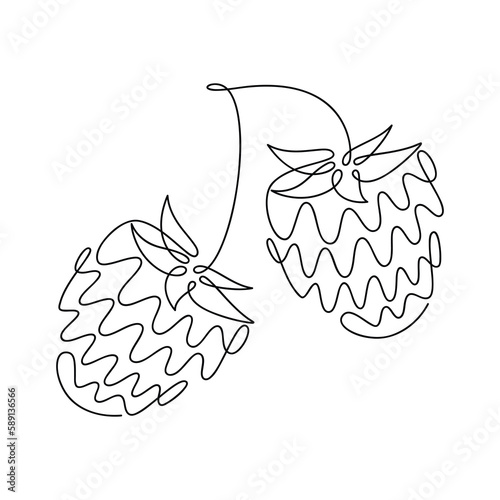 Raspberry, strawberry, mulberry, blackberry vector line continuous drawing illustration. Hand drawn linear silhouette. Berries icon. Minimal design, print, banner, card, poster, brochure, logo, sign.