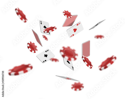 Casino background. Falling axes and chips.