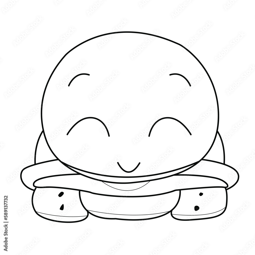 Cartoon turtle coloring page. Coloring page or book for kids. Hand ...