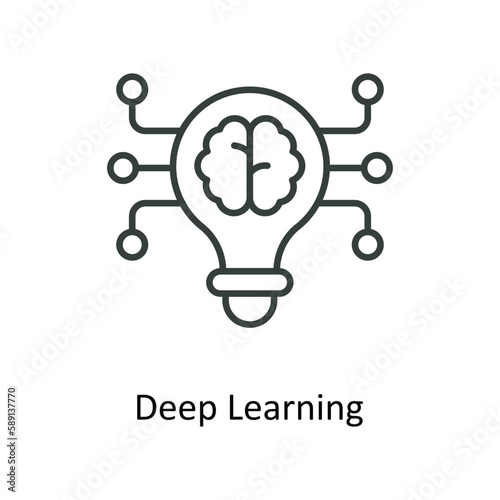 deep learning Vector  outline Icons. Simple stock illustration stock