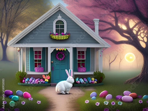 Cute Easter Bunny Background