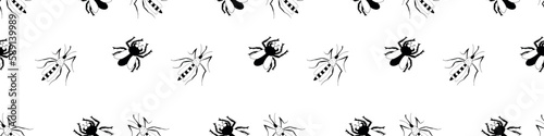 Vector seamless pattern of contour flies  mosquitoes. Annoying unpleasant insects harmful to humans. Background and texture for pest control