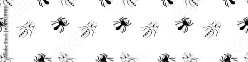 Vector seamless pattern of contour flies, mosquitoes. Annoying unpleasant insects harmful to humans. Background and texture for pest control
