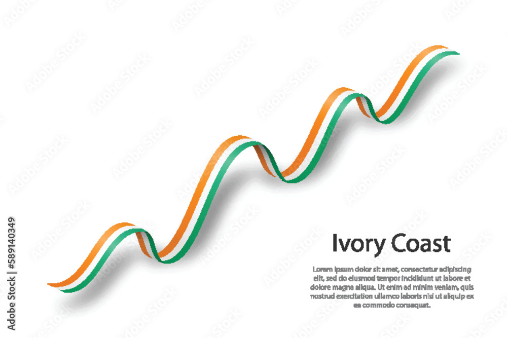 Waving ribbon or banner with flag of Ivory Coast Waving ribbon or banner with flag of Ivory Coast