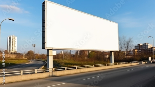 Wallpaper Mural Large white blank billboard at the side of the road for product advertisement or business marketing. Mock-up display. Torontodigital.ca