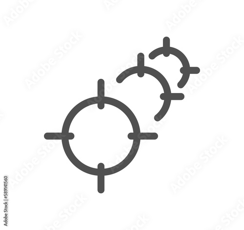Target and goal related icon outline and linear symbol. 