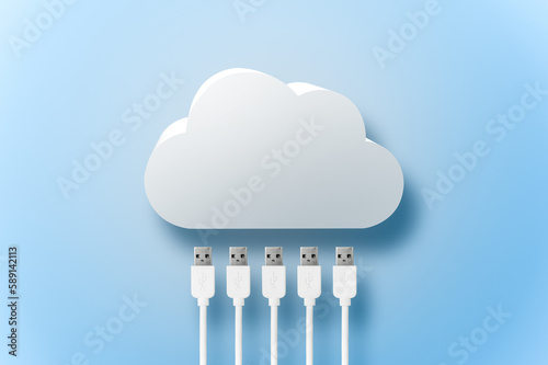 White cloud with connecting USB cables photo