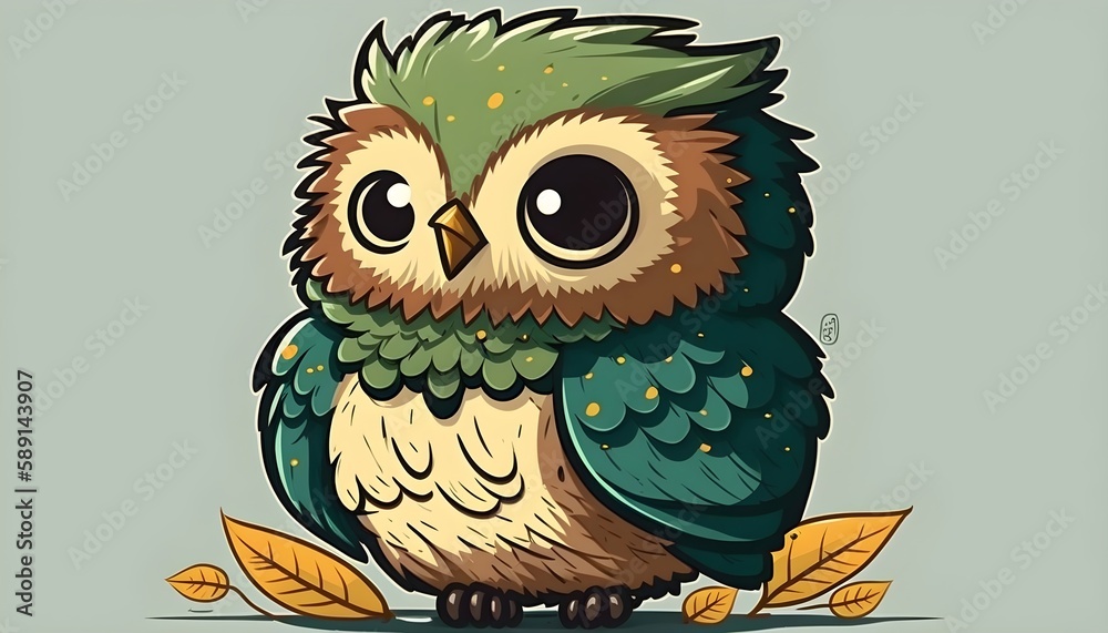 Obraz premium happy owl logo, Generative AI