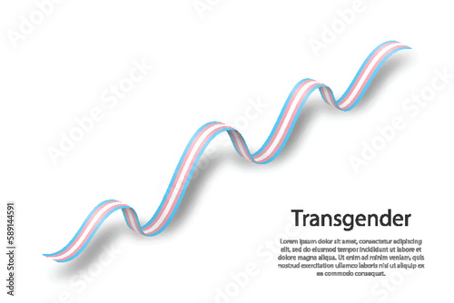 Waving ribbon with flag of Transgender pride