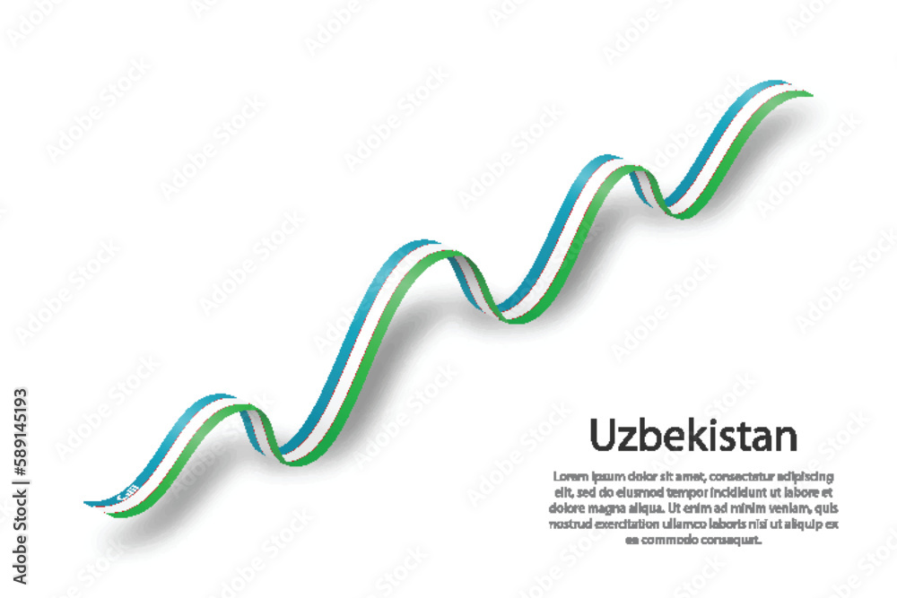 Waving ribbon or banner with flag of Uzbekistan Waving ribbon or banner with flag of Uzbekistan