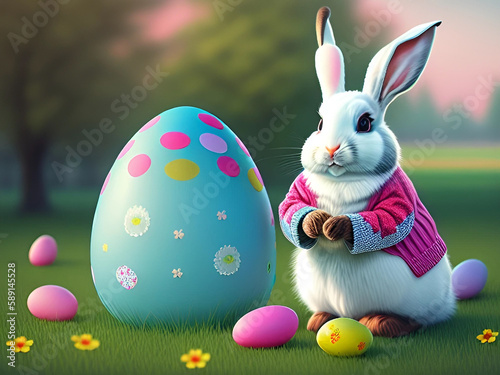 Cute Easter Bunny Background and wallpaper
