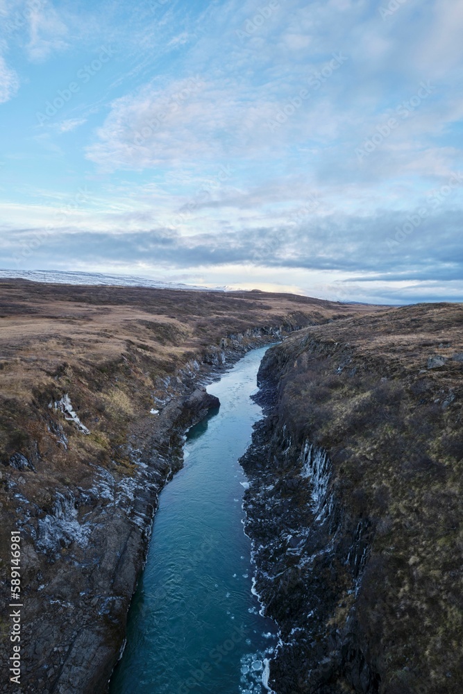 Vertical view of the Canyon Moira, Iceland