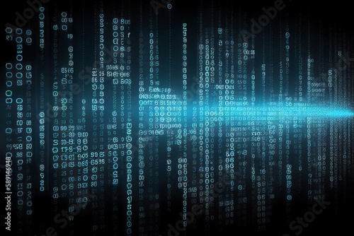 Binary computer matrix code data stream abstract background showing a coding transmission over the global internet network for cloud storage encryption  Generative AI stock illustration image