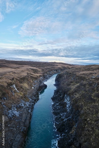 Vertical view of the Canyon Moira  Iceland