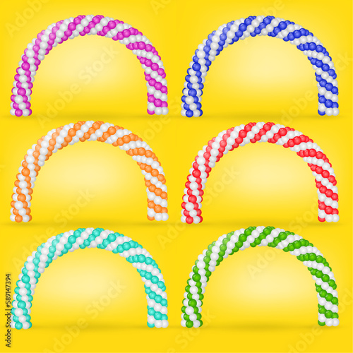 Balloons Arch Set with different colors vector illustration