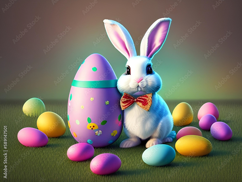 Cute Easter Bunny Background and wallpaper