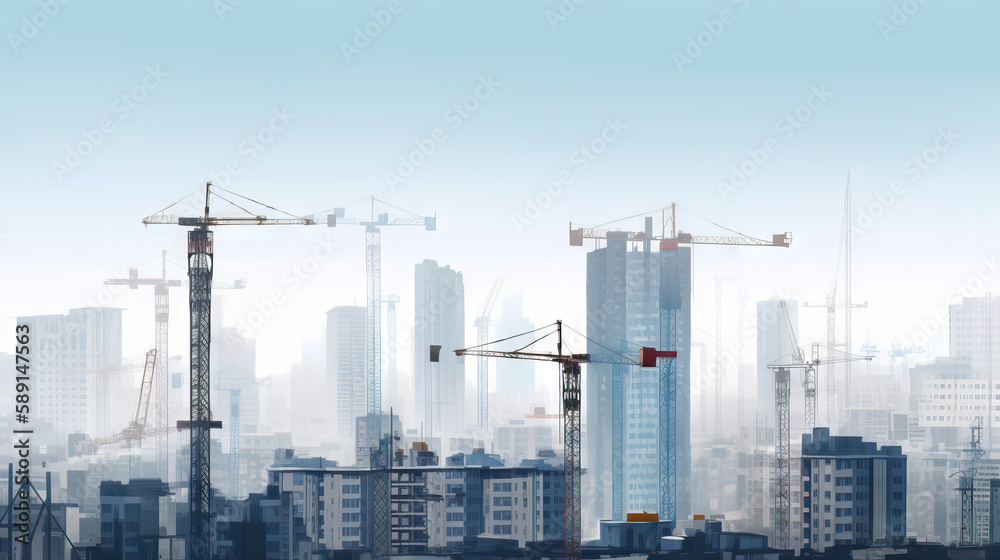 Construction city landscape, cityscape, generative AI Construction city landscape, cityscape, generative AI