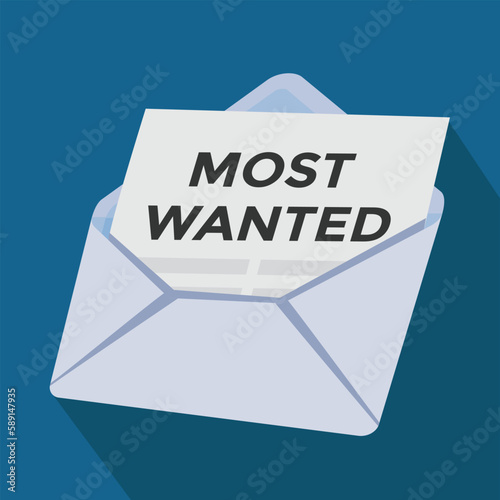 most wanted in envelope, vector illustration 