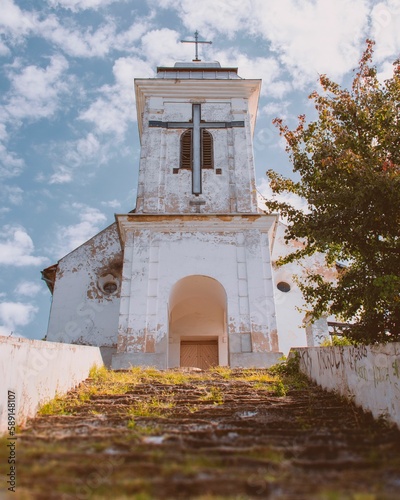 Low angle shot of the Chapel of the Holy Cross in Vrsac, Serbia
 on a sunny day photo