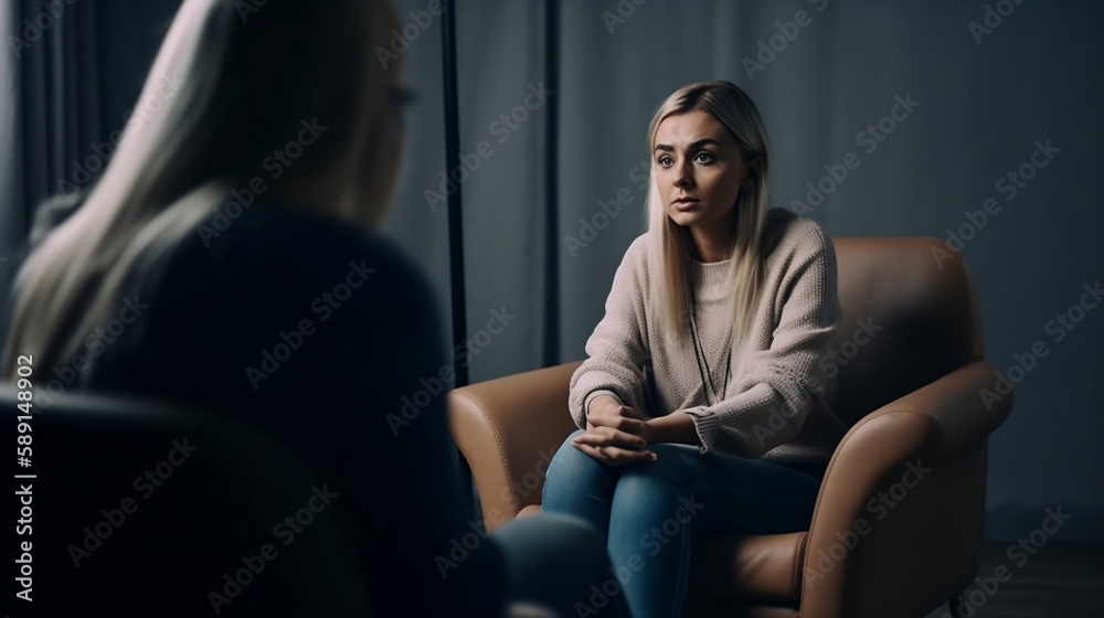 hypnosis session in psychologist's office. Generative AI. hypnosis session in psychologist's office. Generative AI.