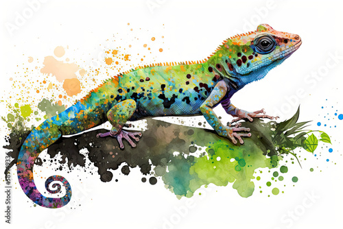 Tropical Lizard Watercoloured Clipart  Generative AI