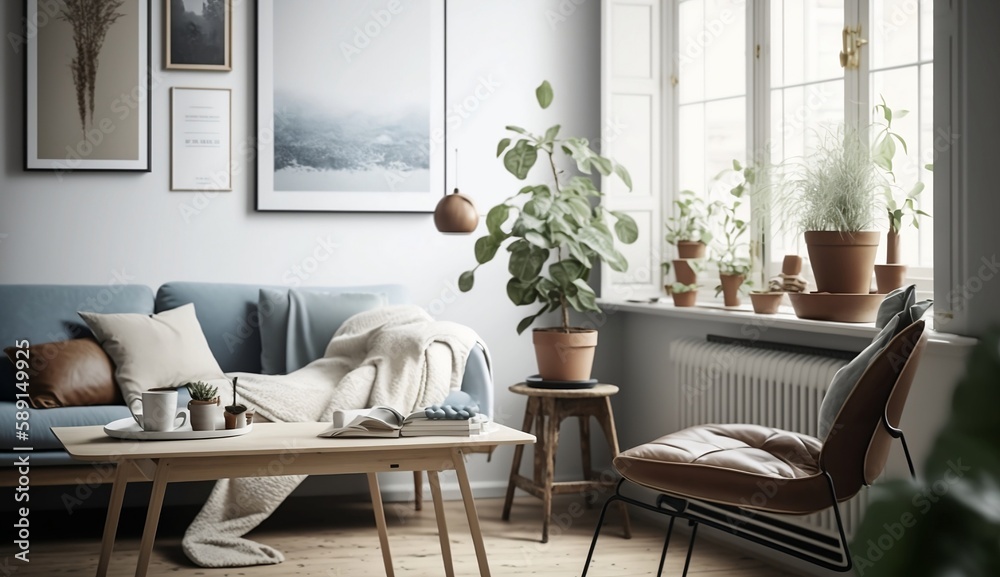 Fototapeta premium modern living room, AI-generated