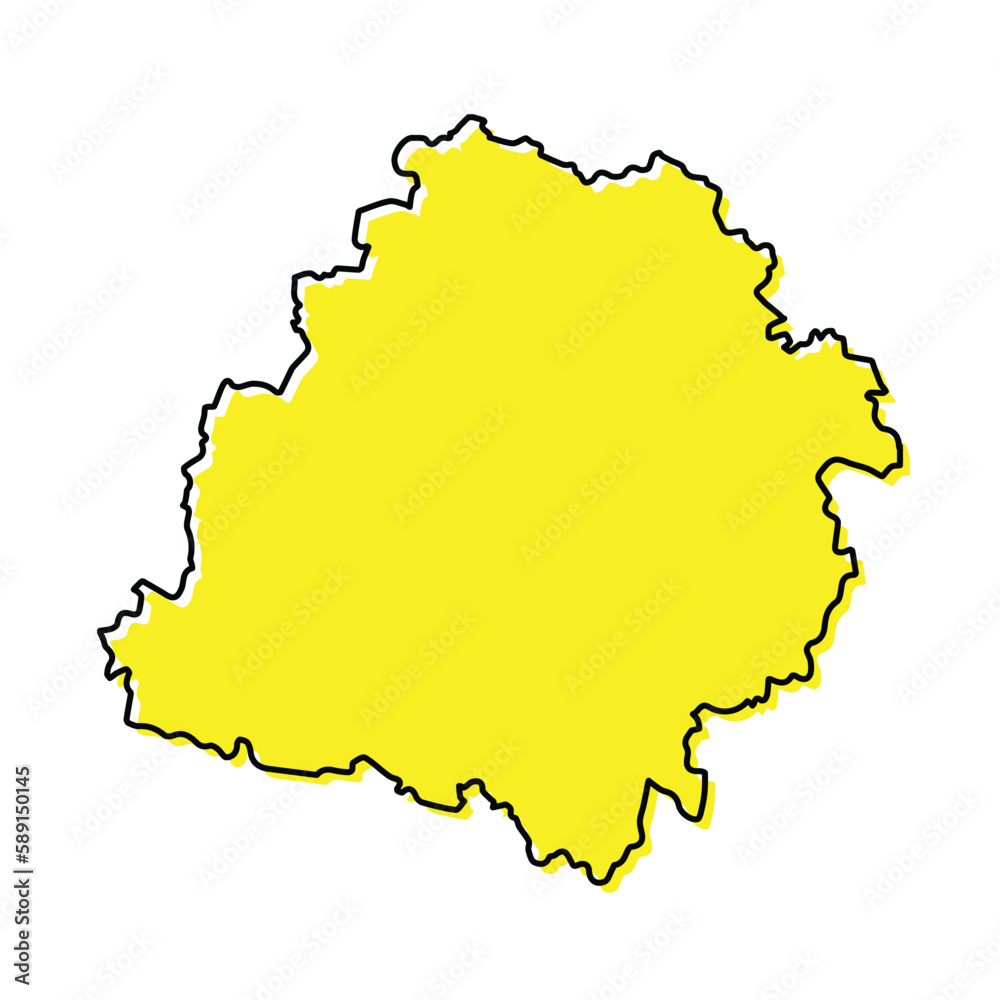 Fototapeta Simple outline map of Lodz is a region of Poland