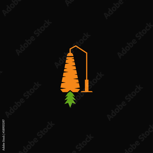 Carrot and lantern light combination. Logo design.