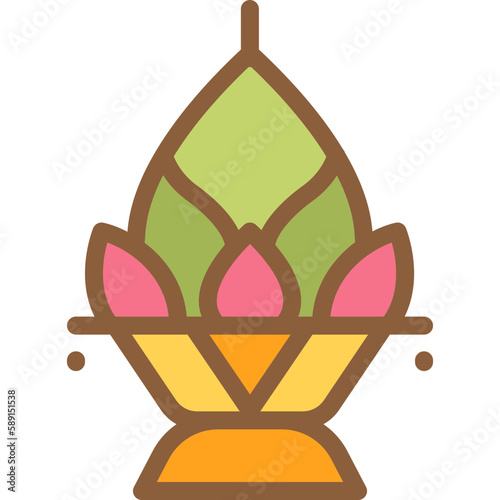 religious pedestal tray colored line icon