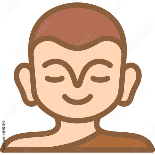 buddha monk portrait colored line icon