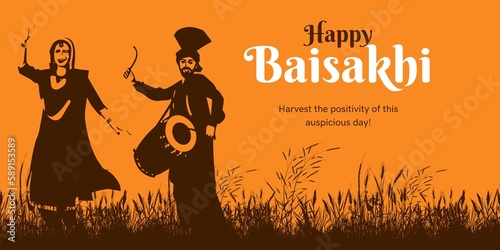 Happy Vaisakhi. Baisakhi celebration concept. Punjabi festival design. Illustration for greeting cards, web, postcards, banners. photo