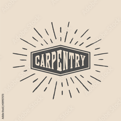 Vintage retro woodwork carpentry mechanic emblem, logo, badge, label. mark, poster or print. Monochrome Graphic Art. Vector