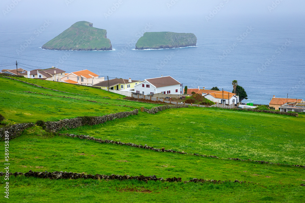 Terceira Island Landscape. Beautiful Green Terceira Island Landscape. Azores Archipelago, in Atlantic Ocean, Portugal.