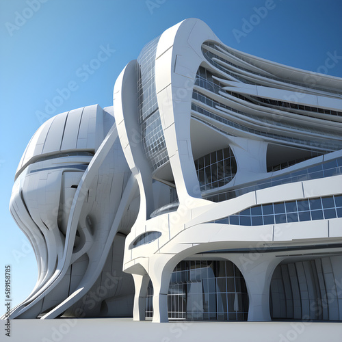 Generative ai ilustration , futurism architecture city, futurism buildings .