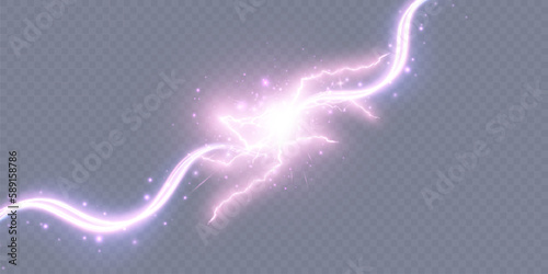 Plasma energy explosion light effect. Electric discharge. Confrontation of cosmic energy. 