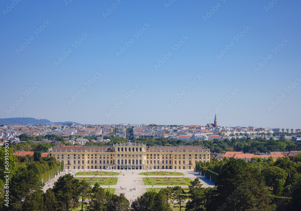 Schoenbrunn is main summer residence of Austrian emperors of Habsburg dynasty, one of largest buildings of Austrian Baroque.