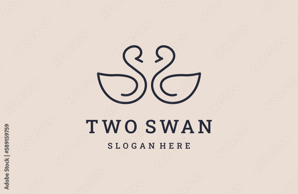 Two swan logo icon design template vector illustration
