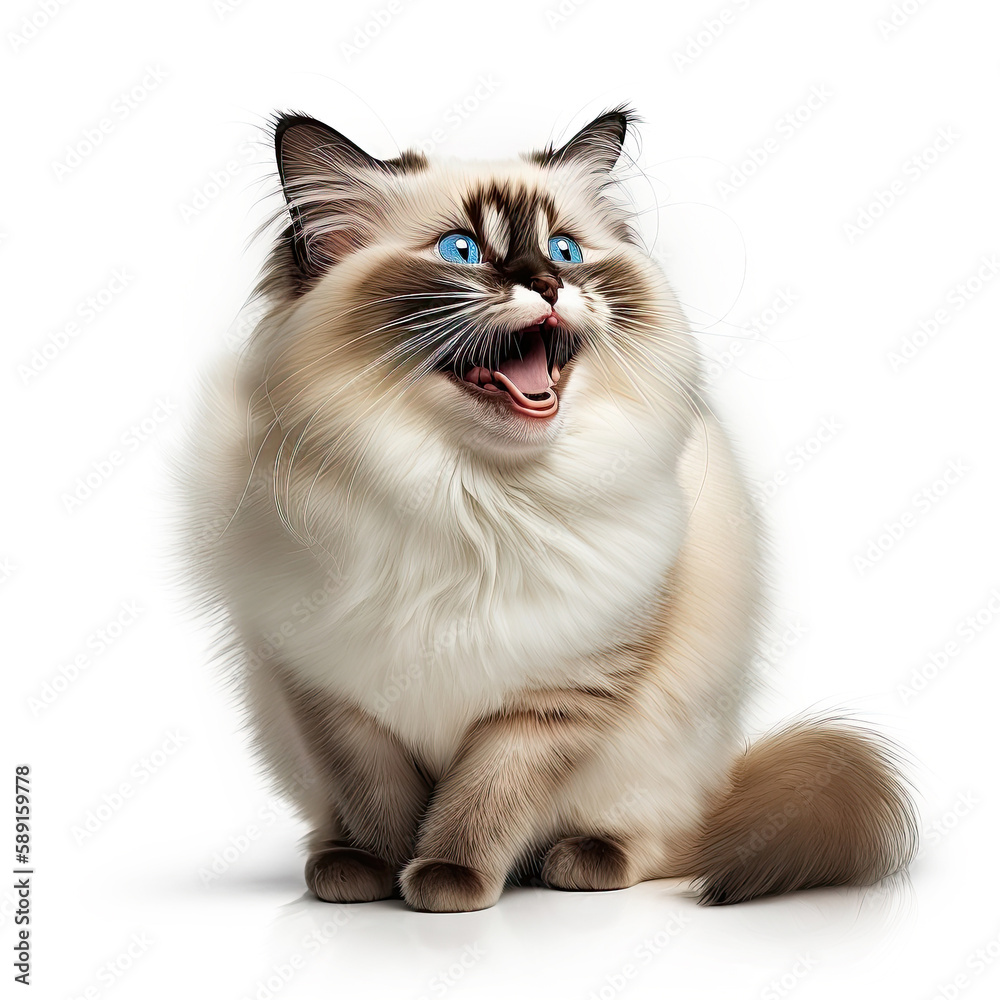 ai generated illustration fat birman cat looking shocked