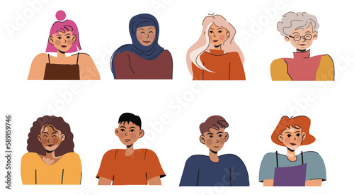poster different but equal, with people of different nationalities and ages, with different appearance and skin color.
