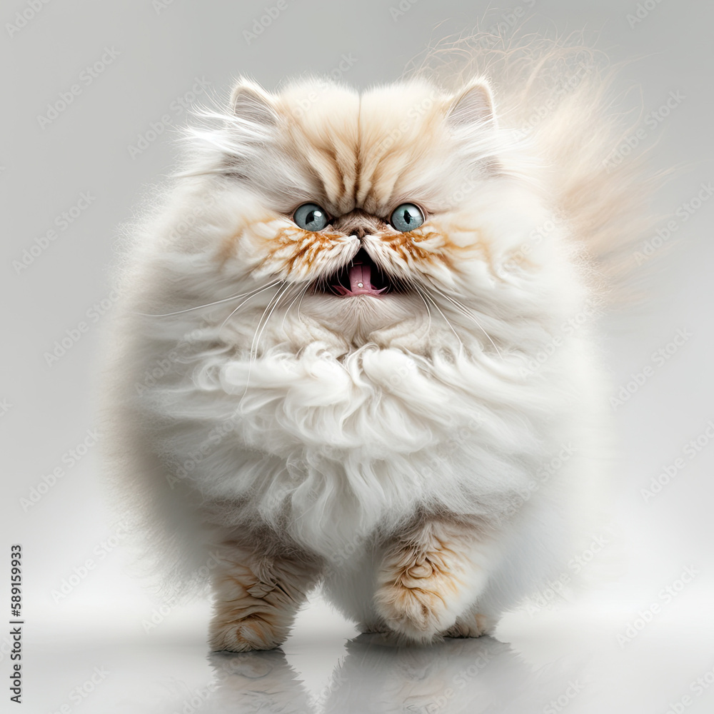 ai generated illustration of fat and fluffy persian kitten