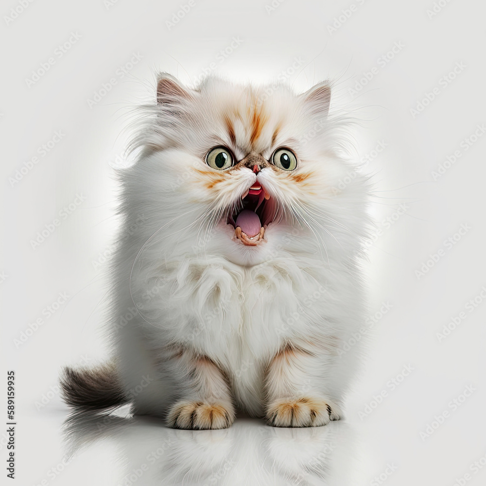 ai generated illustration of fat and fluffy persian kitten