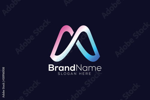 Colorful trendy abstract letter M logo design template