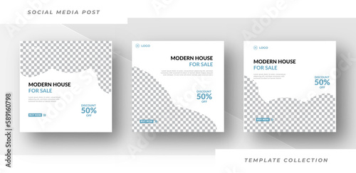 Modern house for sale discount social media post template