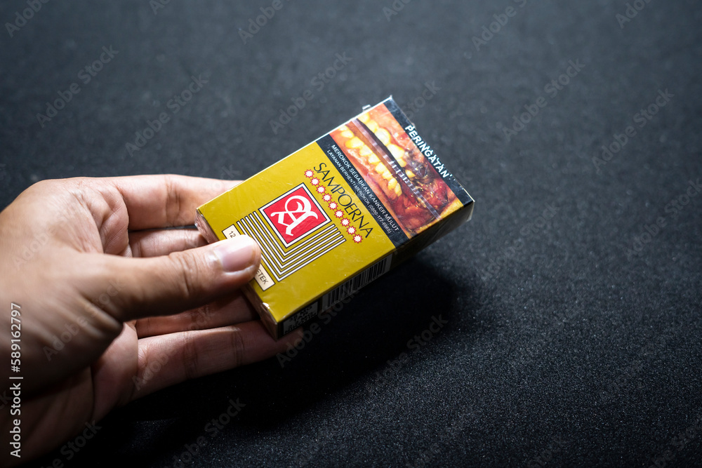 Jakarta, Indonesia. March 27, 2023 Sampoerna Kretek close up. Packaged