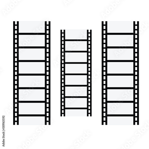 Warped film strip with wavy style, with film frame number and details. Film strip realistic isolated vector image. film strip illustration. 