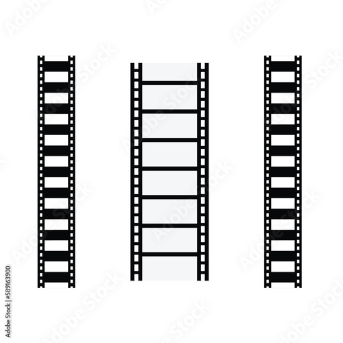 Curved 35mm strip film and frames for your vector image. Film reel cinema movie and photography vector image. Film strip set vector image