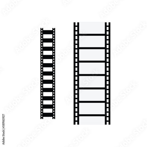 film strip isolated on white background. Film Strip icon. Movies Flim background with Flim roll. Black filled vector illustration. Filmstrip Set With Different Versions of Film.