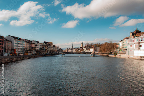 beautiful Zürich city at sunset