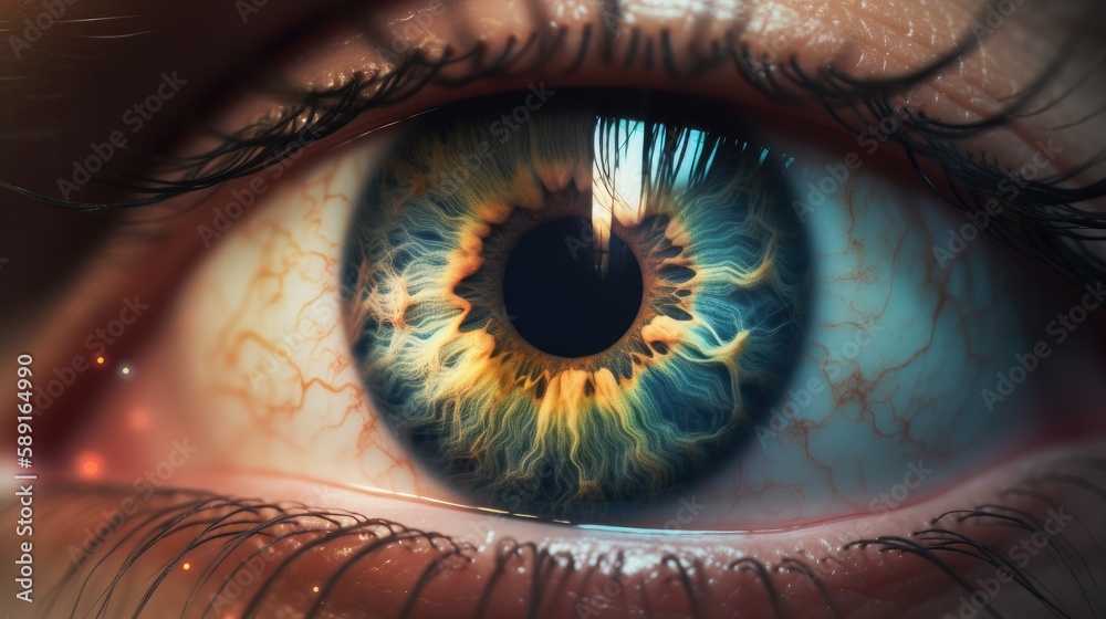 Close up shot of beautifull human eye. Macro.