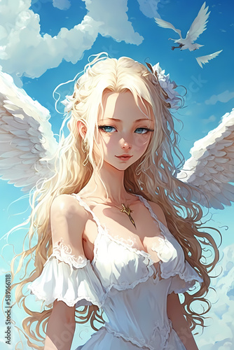 potret of a beautiful angel, generative AI